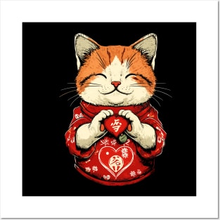 Cute Maneki Neko Cat | Lucky Charm Posters and Art